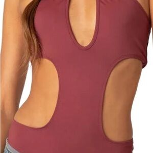 Edikted Burgundy Cutout Bodysuit